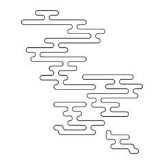 シンプルな和風の雲のイラスト素材 ラインアート