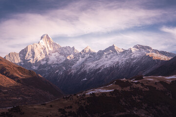 sunrise over the snow mountains
