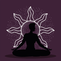 silhouette woman making yoga