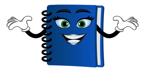 Mascot notepad character standing and posing waving with cheerful expression