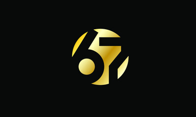 67 Circle Gold Negative Space Number