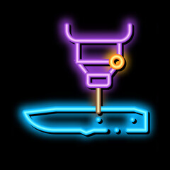 Knife Production neon light sign vector. Glowing bright icon Knife Production sign. transparent symbol illustration