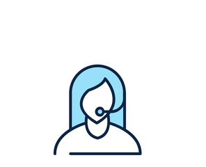 Online support flat icon. Thin line signs for design logo, visit card, etc. Single high-quality outline symbol for web design or mobile app. Marketing outline pictogram.