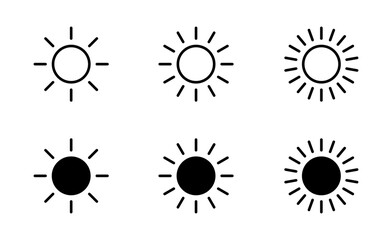 sun icon set, Brightness sign and symbol vector