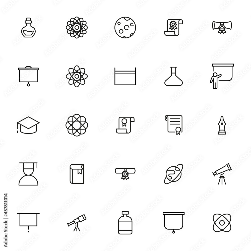 Poster simple set of university modern thin line icons.