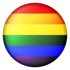 Fototapeta premium Glass light ball with flag of LGBT. Round sphere, template icon. Glossy realistic ball, 3D abstract vector illustration.Love wins. LGBT symbol sticker in rainbow colors. Gay pride collection