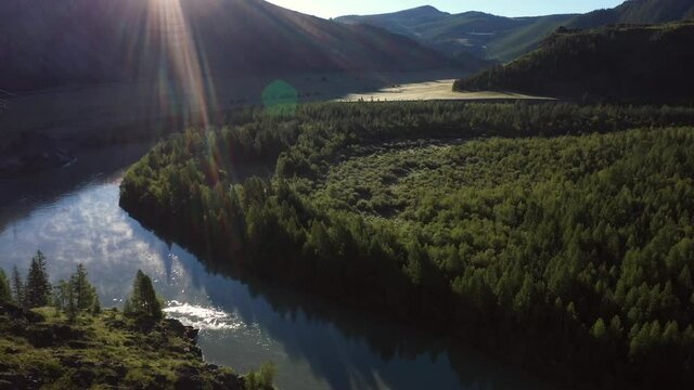 Scenic mountains aerial view landscape video. Altai mountains