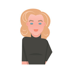 Beautiful blond woman avatar on a white background.