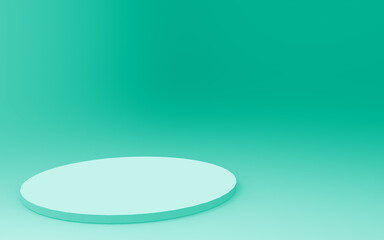 Abstract 3d green color cylinder podium minimal studio background.