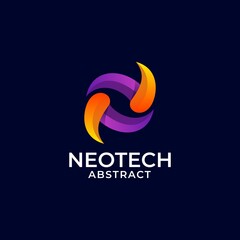 Vector Logo Illustration Neotech Gradient Colorful Style.