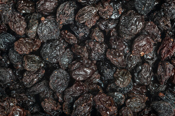 Raisins as background Grape Raisin texture. Top view. Macro photography.