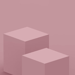 3d violet mauve cube and box podium minimal scene studio background. Abstract 3d geometric shape object illustration render. Natural color tones.