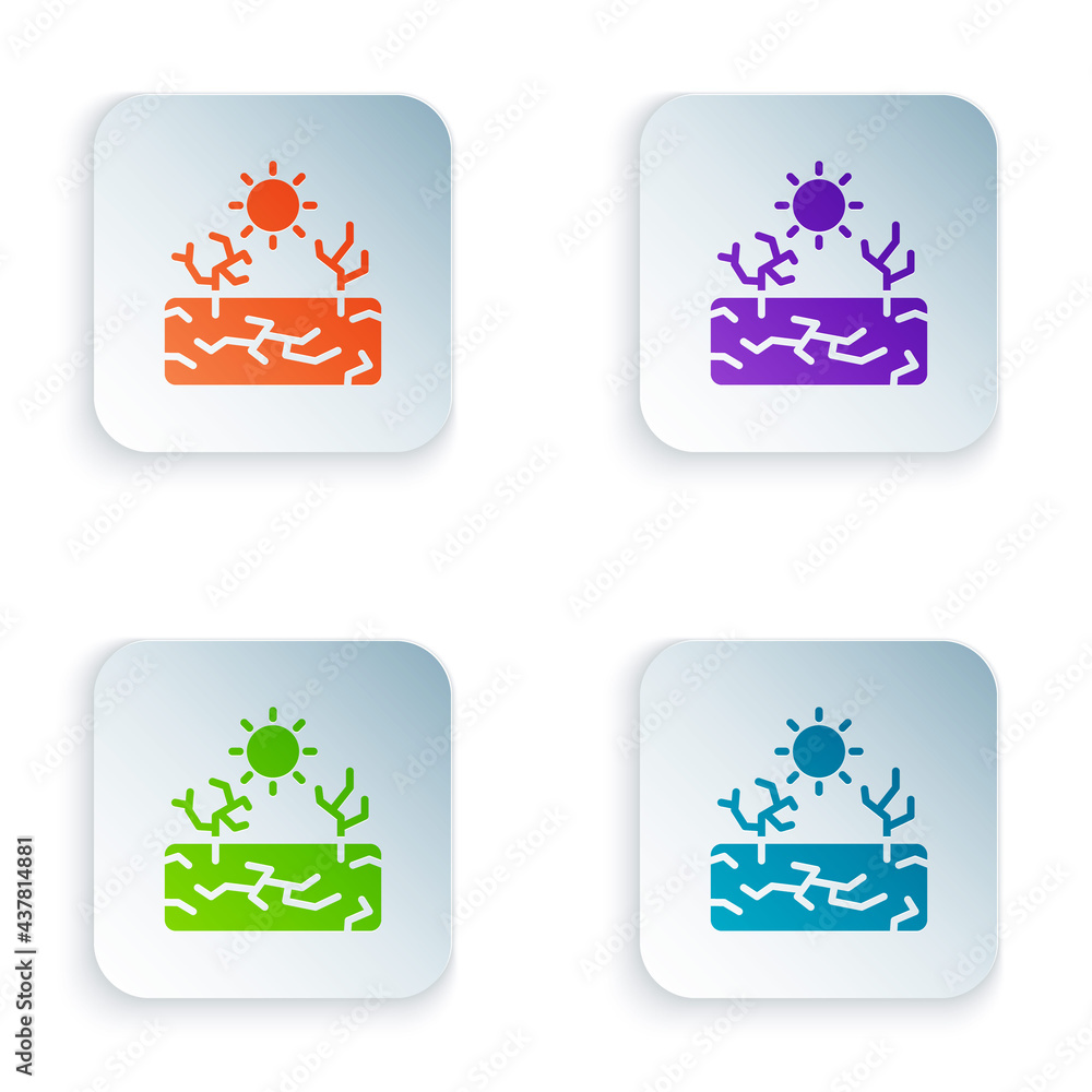 Poster color drought icon isolated on white background. set colorful icons in square buttons. vector