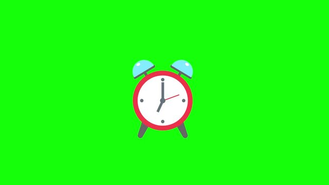 ANIMATION - Round clock counting down until alarm goes off, green background