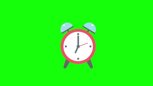 ANIMATION - Old-style clock counting down, alarm goes off, green background