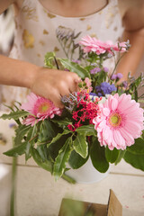 floral workshop, creating flower arrangements