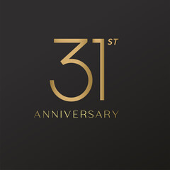 31st anniversary celebration logotype with elegant number shiny gold
