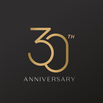 30th anniversary celebration logotype with elegant number shiny gold
