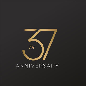 37th anniversary celebration logotype with elegant number shiny gold
