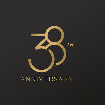 38th anniversary celebration logotype with elegant number shiny gold