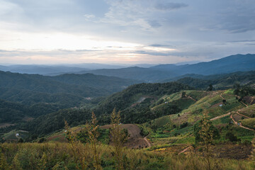 Fototapeta na wymiar village in the mountains in asia