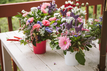 Fototapeta na wymiar floral workshop, creating flower arrangements
