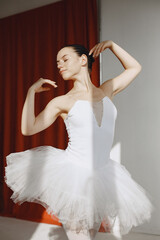 Fototapeta premium Ballerina posing in front of white background