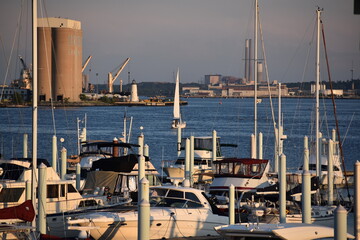 Sailboats and Industry in Baltimore Inner Harbor