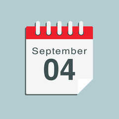 Icon day date 4 September, template calendar page