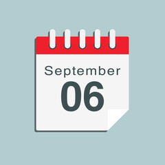 Icon day date 6 September, template calendar page