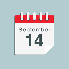 Icon day date 14 September, template calendar page