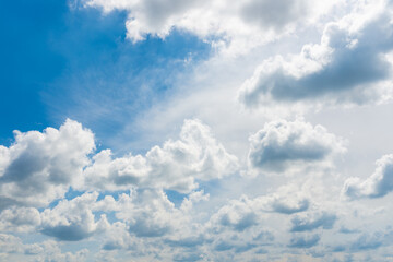 White and gray clouds in blue sky.nice day during the hot spring or summer season.copy space.