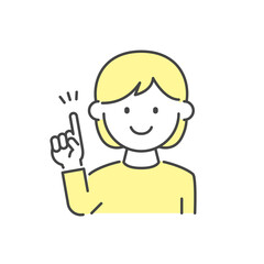 指差しポーズをする女の子　Illustration of a girl doing a pointing pose.