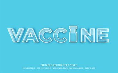 Vaccine Text Style Effect with blue Gradient Composition. Editable Text Style Effect