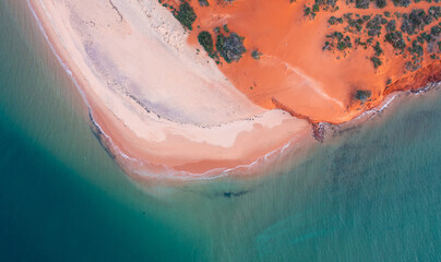 Aerial view of colorful Cape Peron at Shark Bay, Western Australia