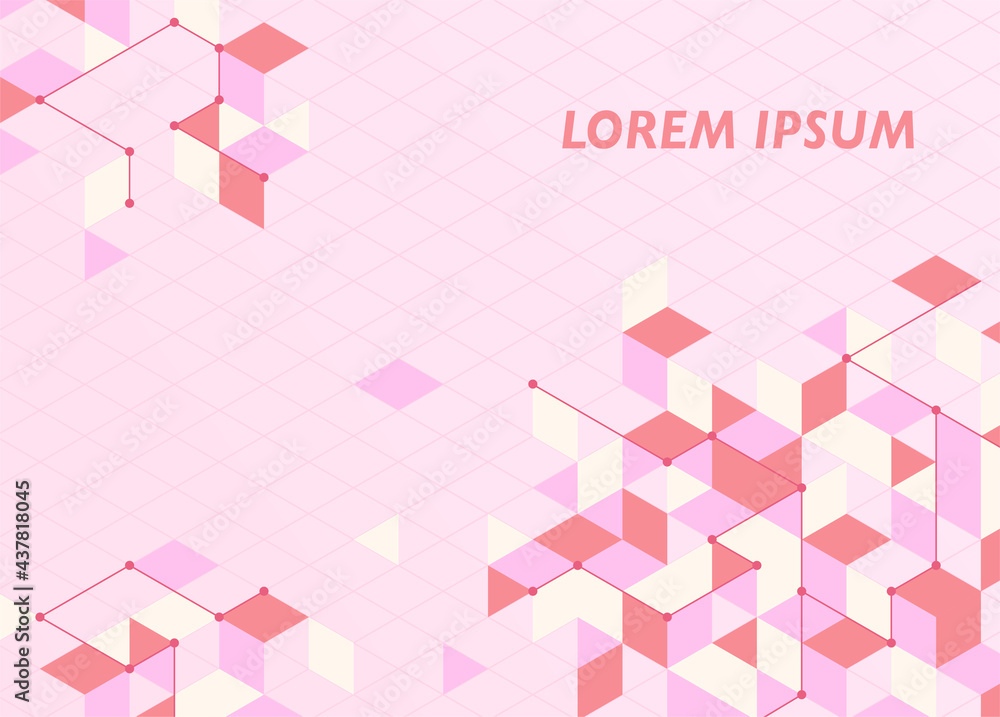 Poster a rhombus continues on top of the geometric guideline, forming a three-dimensional cube shape and ex