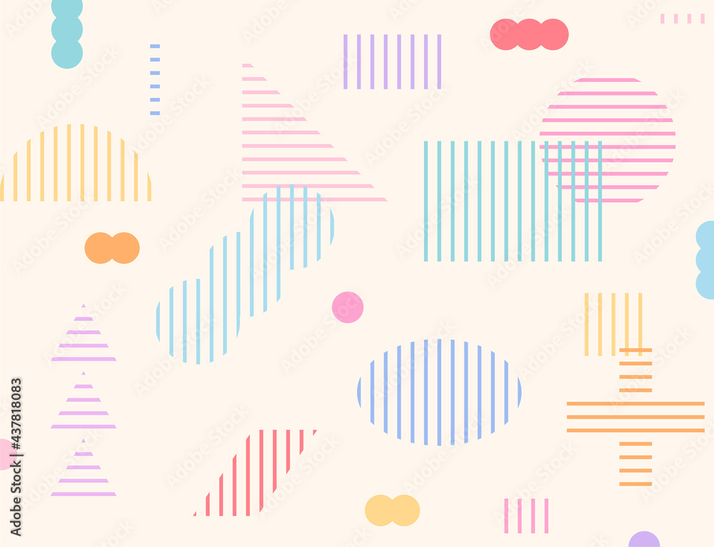 Poster various shapes such as triangles and squares are made up of stripes. simple pattern design template.