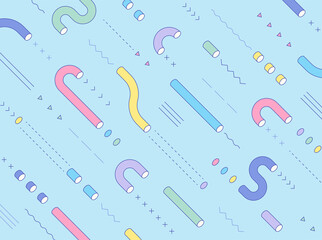The tubes are arranged diagonally in various curves. Simple pattern design template.