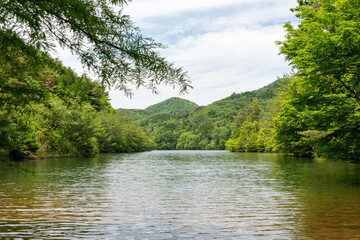 View of Moshi pond in Sanda, Hyogo, Japan
