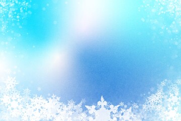 雪の結晶 キラキラフレーム　ホログラフィ ブルーのグラデーション