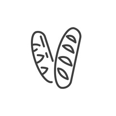 Baguette bread line icon