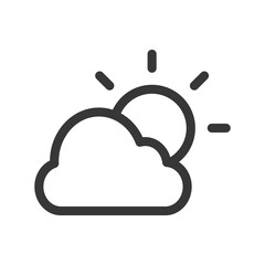 cloud and sun vector line icon .
