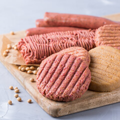 Variety of plant based meat, food to reduce carbon footprint