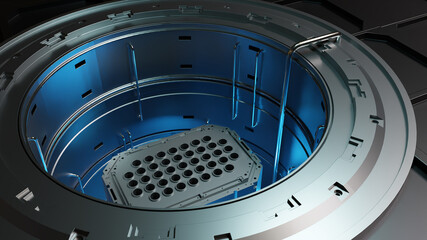 3d Nuclear reactor core atomic energy generation