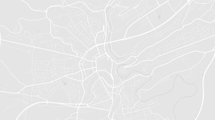 White and light grey Luxembourg City area vector background map, streets and water cartography illustration.