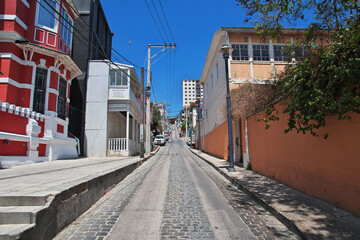 The vintage street with art in Valparaiso, Pacific coast, Chile