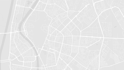 White and light grey Seville City area vector background map, streets and water cartography illustration.