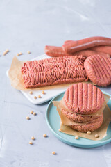 Variety of plant based meat, food to reduce carbon footprint