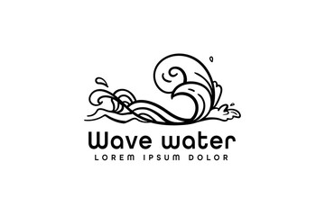 modern monoline style ocean waves logo design isolated