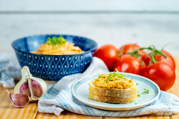 Fresh Homemade Spread with Tomatos, Garlic, Leek and Creamcheese 5 - White Background